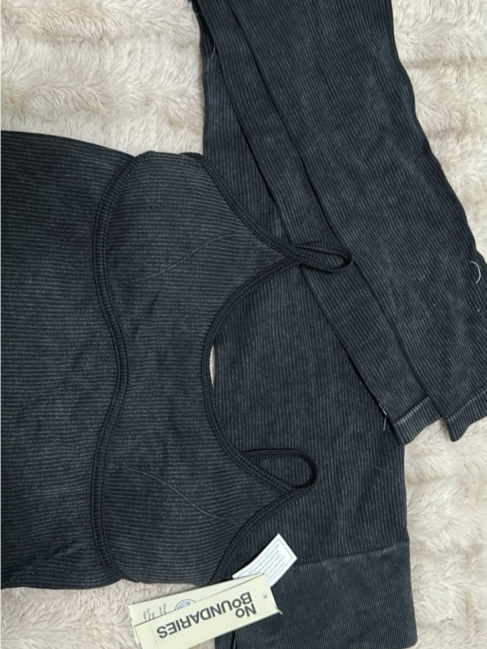No Boundaries Black Ribbed Lounge Set - Crop Top & Leggings